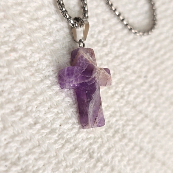 Amethyst Cross Necklace - Picture 4 of 5